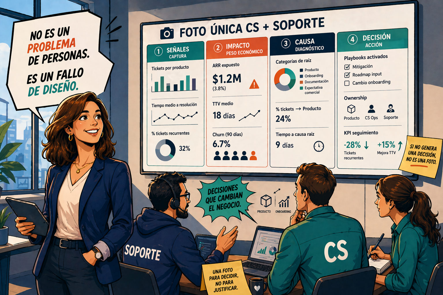 CS & Soporte: como la foto de ambas, ayuda a tu equipo. Métricas