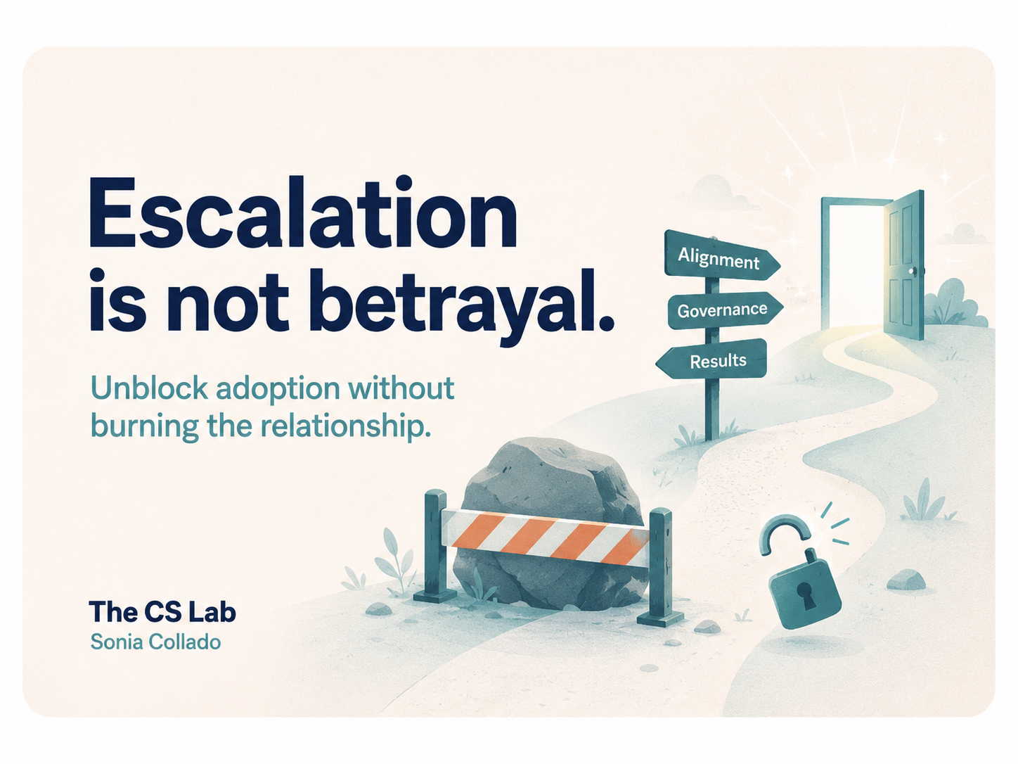 Escalation isn’t tattling. How to unblock an adoption without burning the relationship with the client